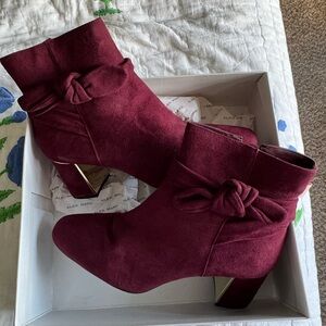 Alex Marie Wine Ankle Booties with Bow